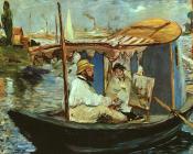 Edouard Manet : Claude Monet working on his boat in Argenteuil